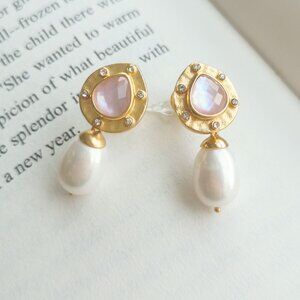 NEW Julie Vos Clementine Gold Pearl Drop Earrings